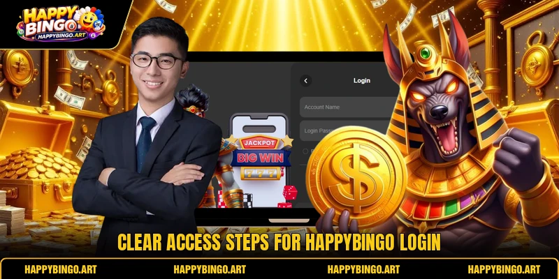 Clear access steps for Happybingo login Clear access steps for Happybingo login
