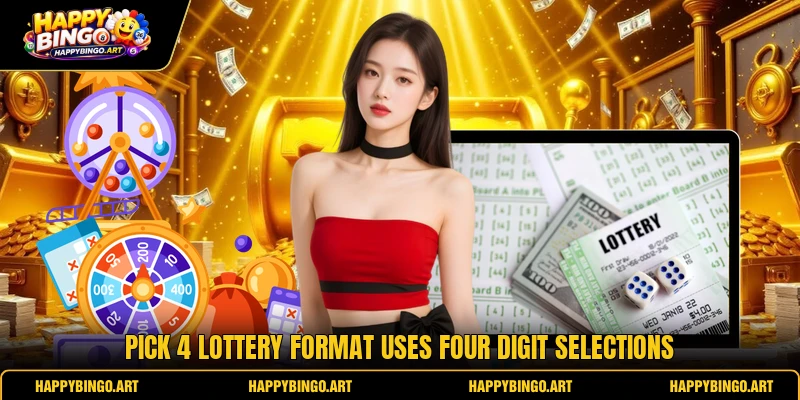Pick 4 lottery format uses four digit selections