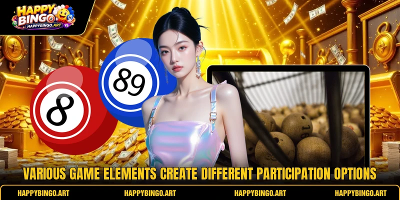 Various game elements create different participation options